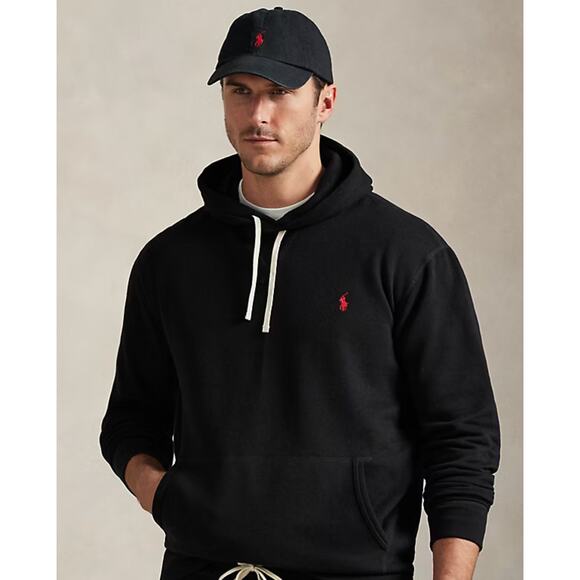 Polo Ralph Lauren The RL Fleece Hoodie Pullover Mens Size Medium Black Red New - Picture 1 of 7